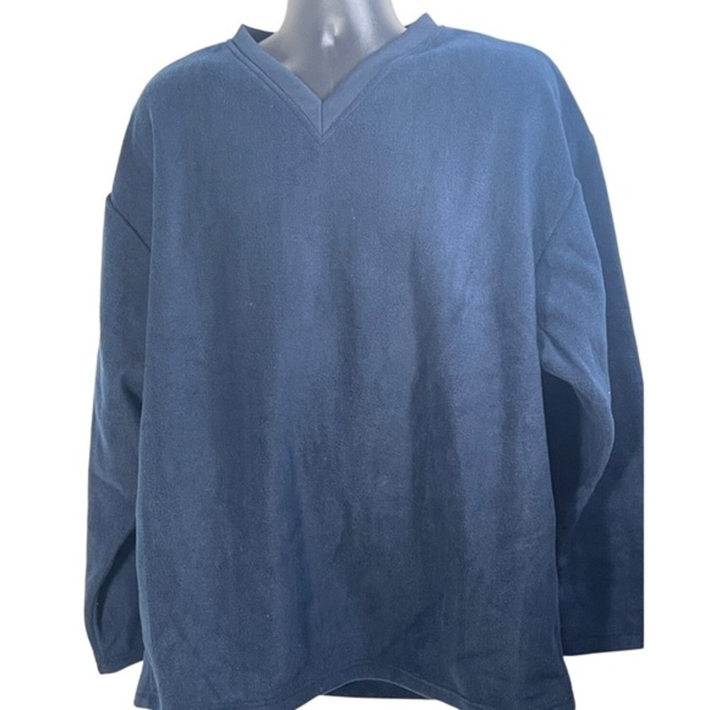EXIST SPORTS‎ LINE V Neck Long Sleeve Fleece Pullover Top Men's XXL Navy